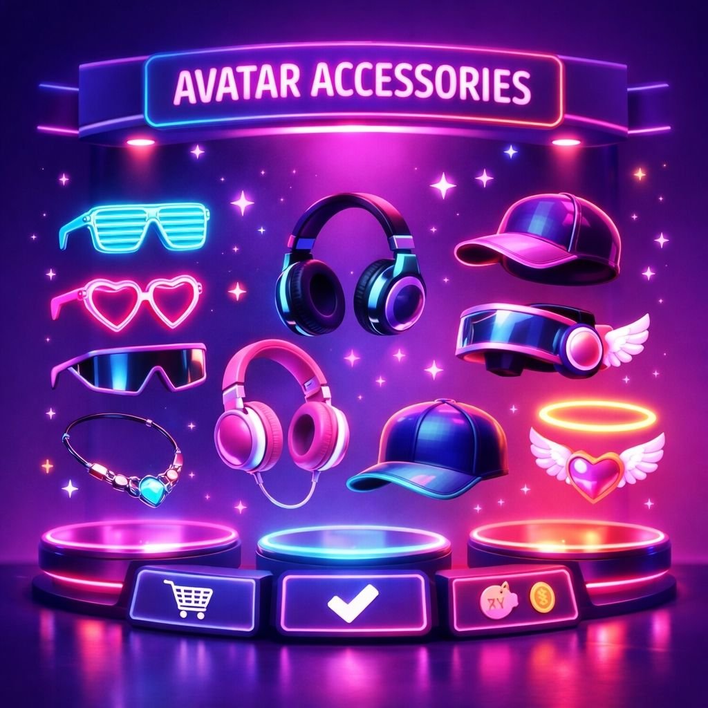Litmatch mağazasındaki özel avatar aksesuarları ve kıyafetler