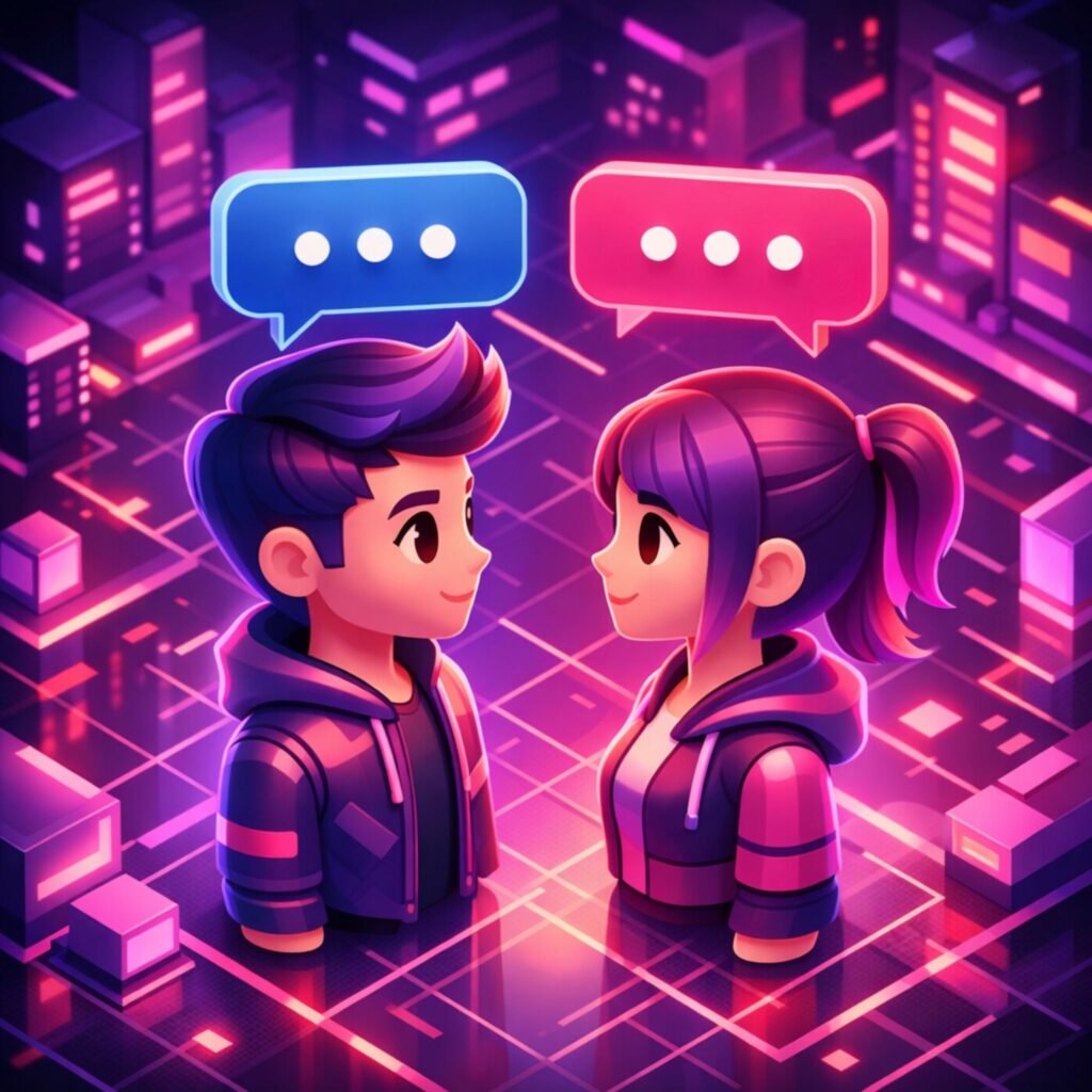 Litmatch uygulamasında sanal kimlik ve avatar oluşturma sürecini temsil eden şık dijital karakterler.