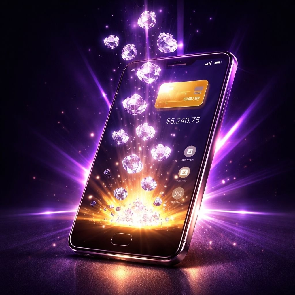 Litmatch uygulaması içinde VIP üyelik ve sanal hediyeler için kullanılan parlak dijital elmaslar.