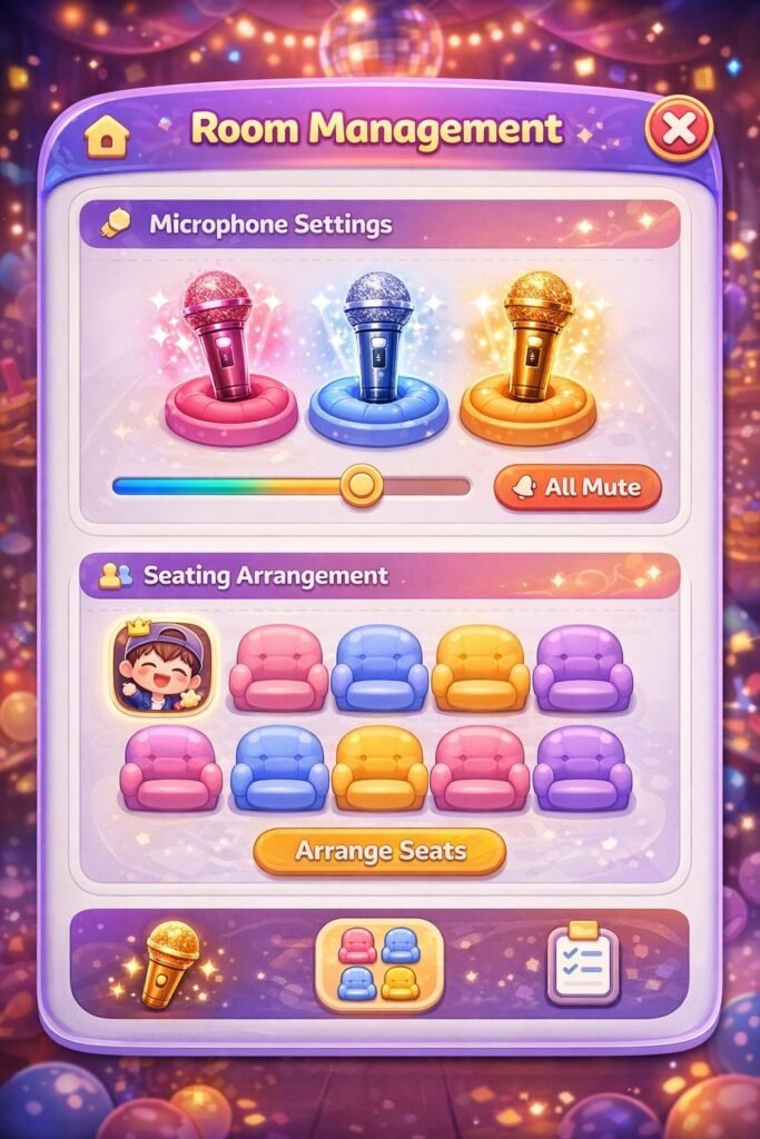 Litmatch uygulama içi sesli oda kurma ve mikrofon yönetimi ekranı