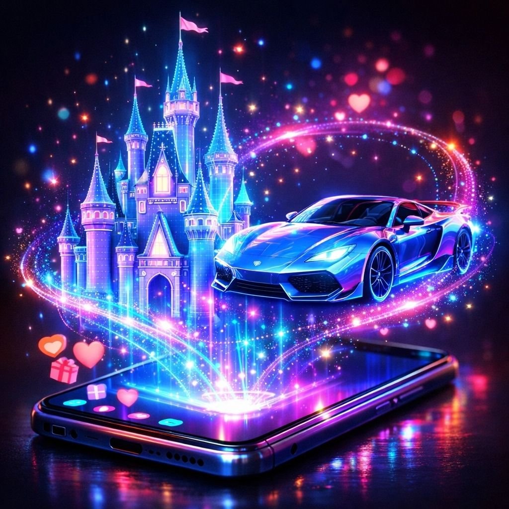 Litmatch sesli sohbet odalarında popülerliği artıran şato ve spor araba gibi lüks sanal hediyeler.